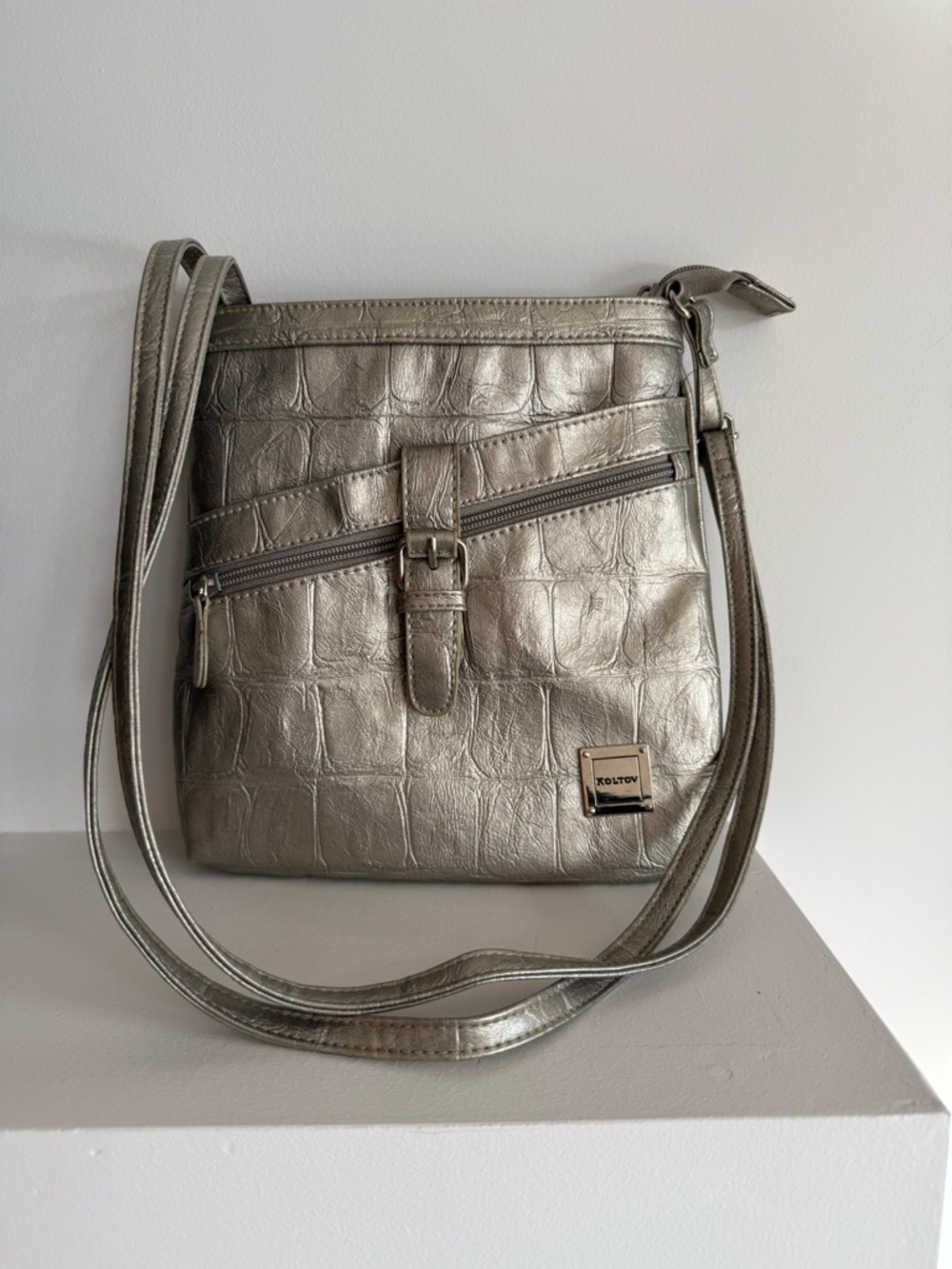 Metallic Silver Crossbody Bag